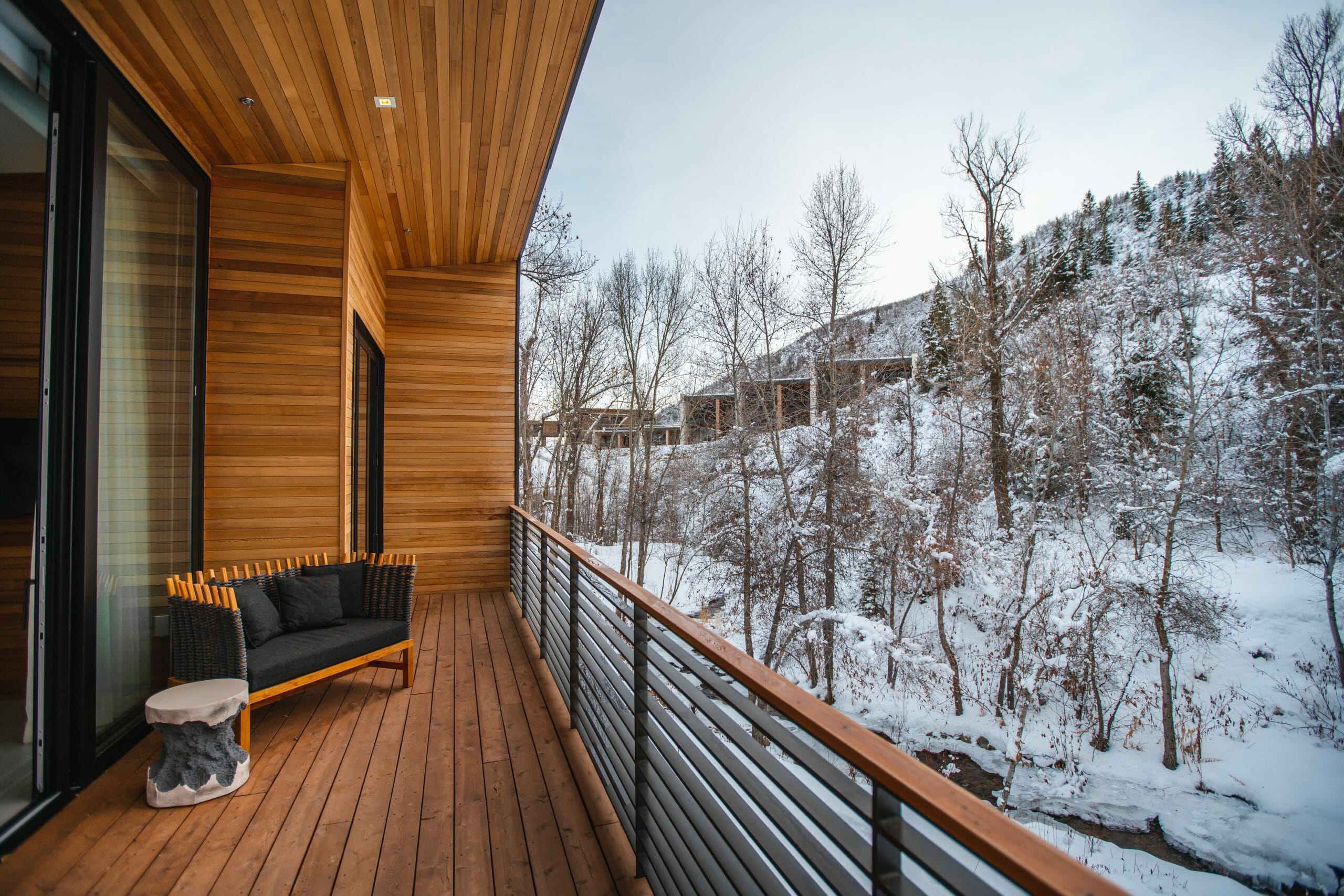 Creek House – Patio in Winter