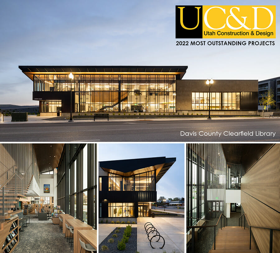 Clearfield Library honored with 2022 Most Outstanding Project Award by UC&D  - ajc architects % %